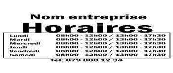 Horaires avec nom d'entreprise