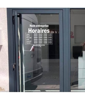 Horaires avec nom d'entreprise