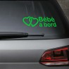 Autocollant de couleur vert. Découvrez notre adorable "bébé à bord coeur"