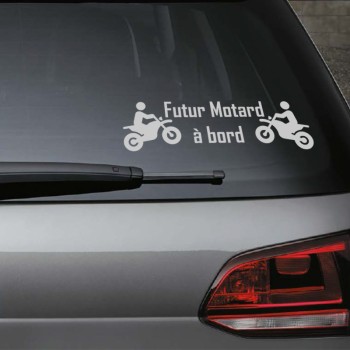 Autocollant de couleur gris. Découvrez notre adorable "Futur motard à bord"
