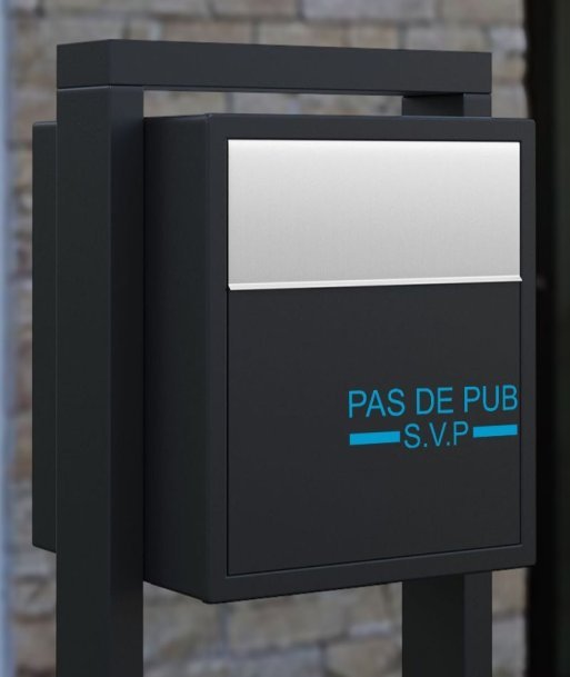 Autocollant de couleur bleu.Pour ne plus avoir de pub "Pas de pub SVP"