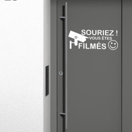 Autocollant de couleur blanc.pour faire fuire les voleur "Souriez vous êtes filmés"