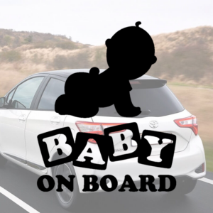 Sticker vinyle 'Baby on Board' pour voiture.