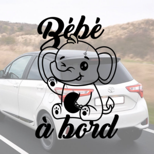 Sticker vinyle Bébé à bord éléphant