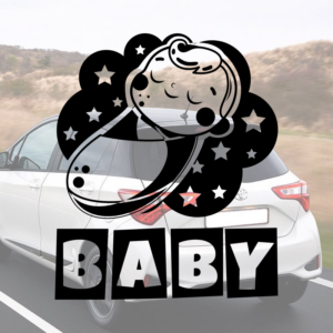 Sticker vinyle Bébé à bord en forme d'étoile pour voiture.