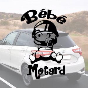 Sticker vinyle Bébé Motard pour voiture