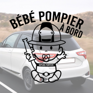 Sticker vinyle Bébé Pompier pour voiture.
