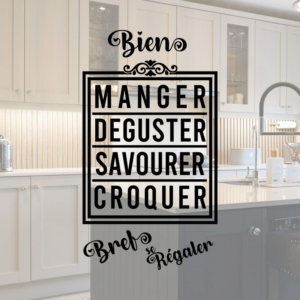 Sticker vinyle 'Bref, se régaler' design original pour la cuisine.