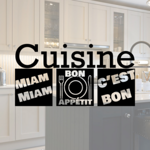 Sticker vinyle "Cuisine miam miam" pour une décoration de cuisine gourmande.