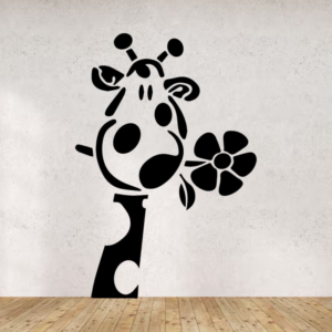 Sticker vinyle girafe avec fleur pour décoration intérieure