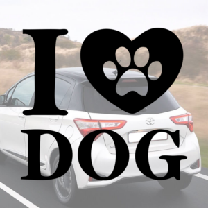 Sticker vinyle I love dog pour voiture et décoration