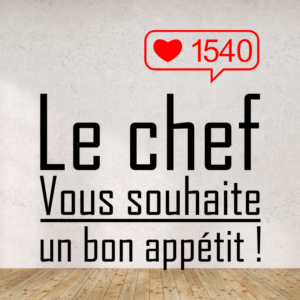 Sticker vinyle 'Le chef vous souhaite' pour décoration de cuisine
