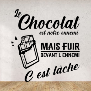 Sticker vinyle humoristique sur le chocolat.
