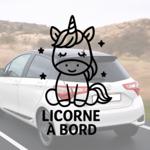 Sticker Licorne à bord pour voiture