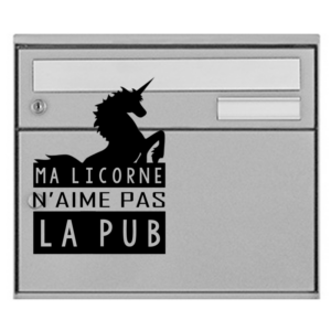 Sticker vinyle licorne anti-publicité pour boîte aux lettres