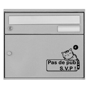 Sticker vinyle Pas de Pub Chat pour boîte aux lettres