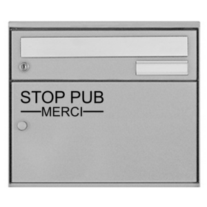 Sticker vinyle Stop pub Merci pour boîte aux lettres.
