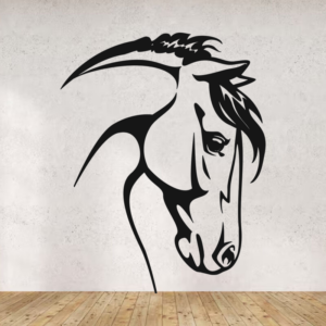 Sticker tête de cheval en vinyle décoratif.