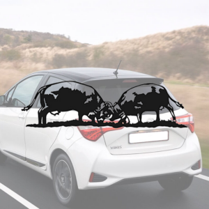 Sticker en vinyle représentant une vache de combat