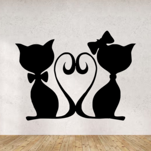 Sticker vinyle Chats Coeur pour la décoration intérieure.