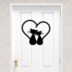 Sticker vinyle représentant un cœur formé de chats.