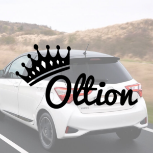 Sticker vinyle couronne personnalisée avec prénom pour voiture.