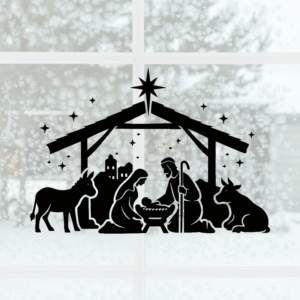 Sticker vinyle crèche de Noël décoratif
