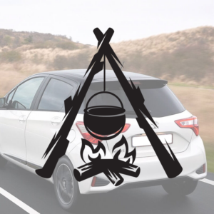 Sticker vinyle représentant un feu de camp