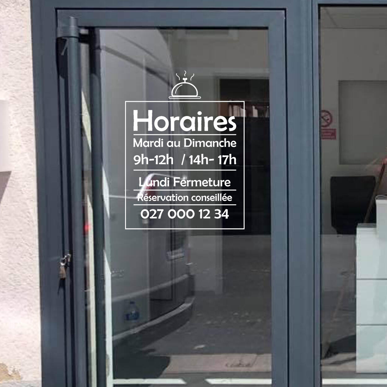 Sticker vinyle horaire pour restaurant