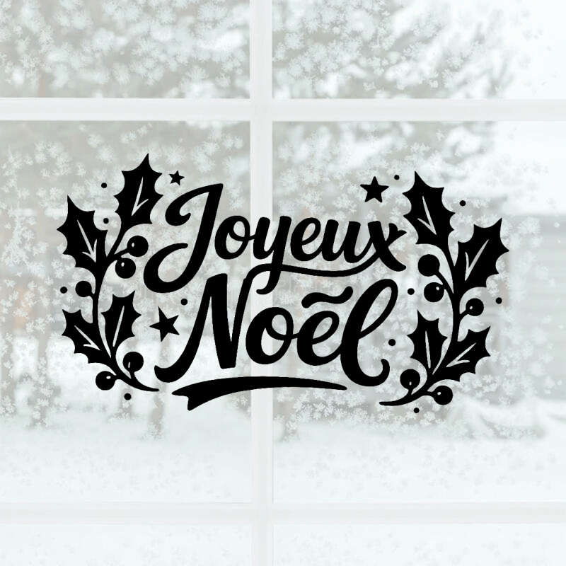 Stickers vinyle de feuilles de gui pour Noël