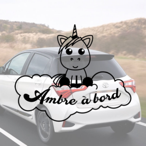 Sticker vinyle licorne nuage personnalisé pour voiture.