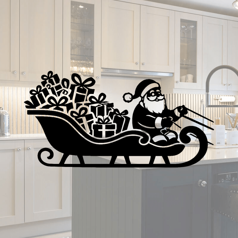 Sticker du Père Noël sur son traîneau pour décoration de Noël Cuisine