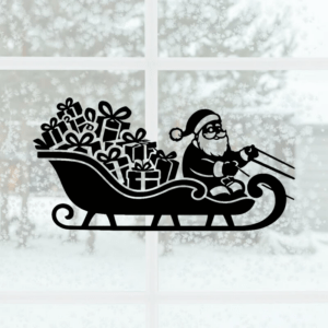 Sticker du Père Noël sur son traîneau pour décoration de Noël