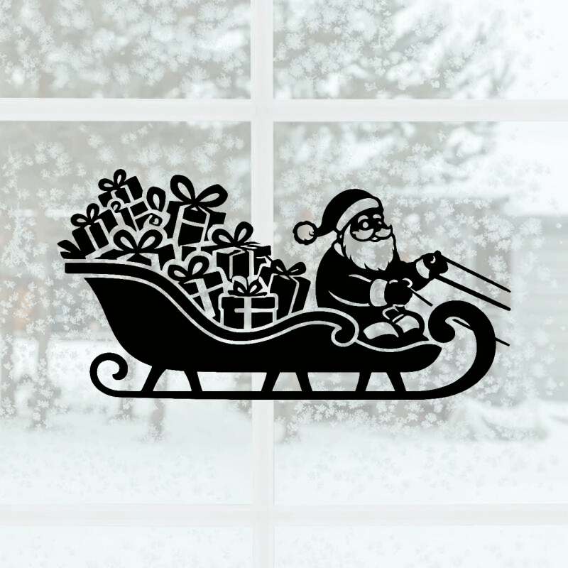 Sticker du Père Noël sur son traîneau pour décoration de Noël