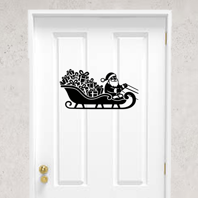 Sticker du Père Noël sur son traîneau pour décoration de Noël Porte