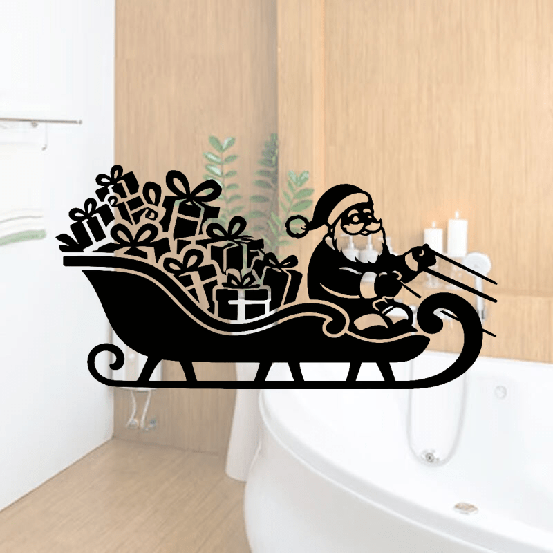 Sticker du Père Noël sur son traîneau pour décoration de Noël Salle de bain