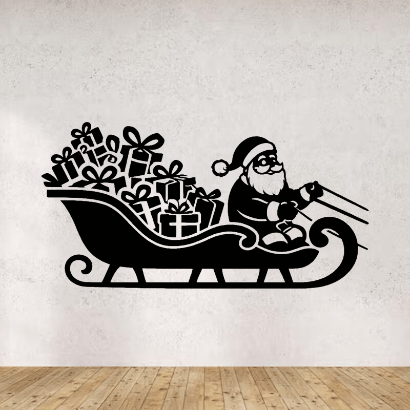 Sticker du Père Noël sur son traîneau pour décoration de Noël Salon
