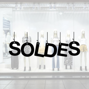 Sticker vinyle soldes ficelle pour vitrine