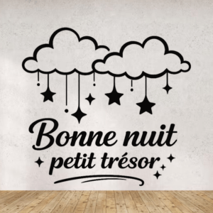 Sticker vinyle 'Bonne nuit petit trésor' pour chambre d'enfant