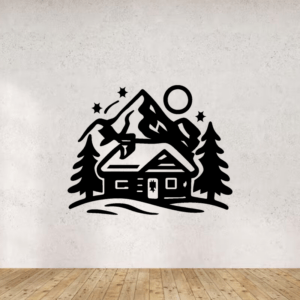 Chalet hiver - mockup autocollant vinyle