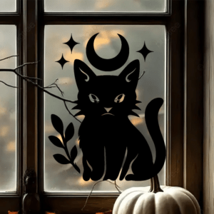 Chat noir mystique - mockup autocollant vinyle