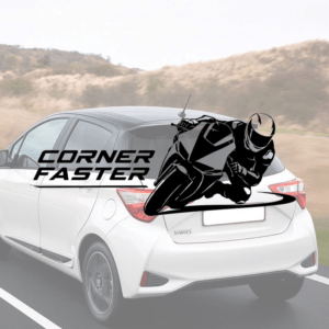 Sticker vinyle Corner Faster pour moto et voiture.