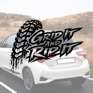 Sticker vinyle 'Grip It And Rip It' pour moto et voiture.