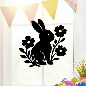 Lapin et fleurs - mockup autocollant vinyle
