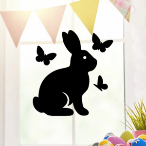 Lapin et papillons - mockup autocollant vinyle