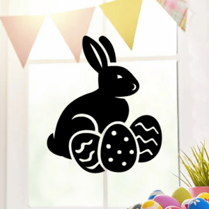 Lapin et œufs - mockup autocollant vinyle