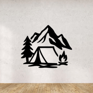 Montagne et bivouac - mockup autocollant vinyle