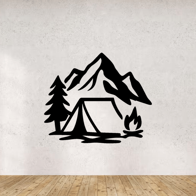 Montagne et bivouac - mockup autocollant vinyle