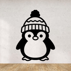 Pingouin bonnet - mockup autocollant vinyle