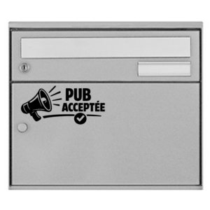 Sticker vinyle « Pub acceptée » pour boîte aux lettres.